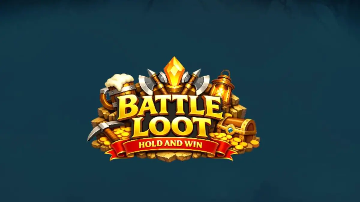 Tampilan visual slot Battle Loot: Hold and Win dengan tema kurcaci dan harta karun